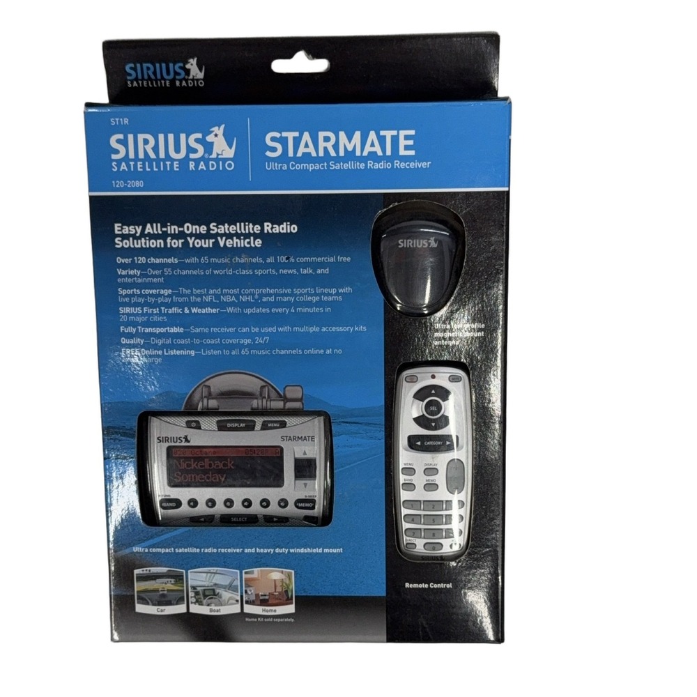 SIRIUS Starmate ST1R Satellite Radio Receiver w/ Antenna, Remote & Mounts